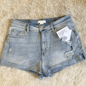 NWT H&M Lt. Blue Distressed Denim Cut Offs